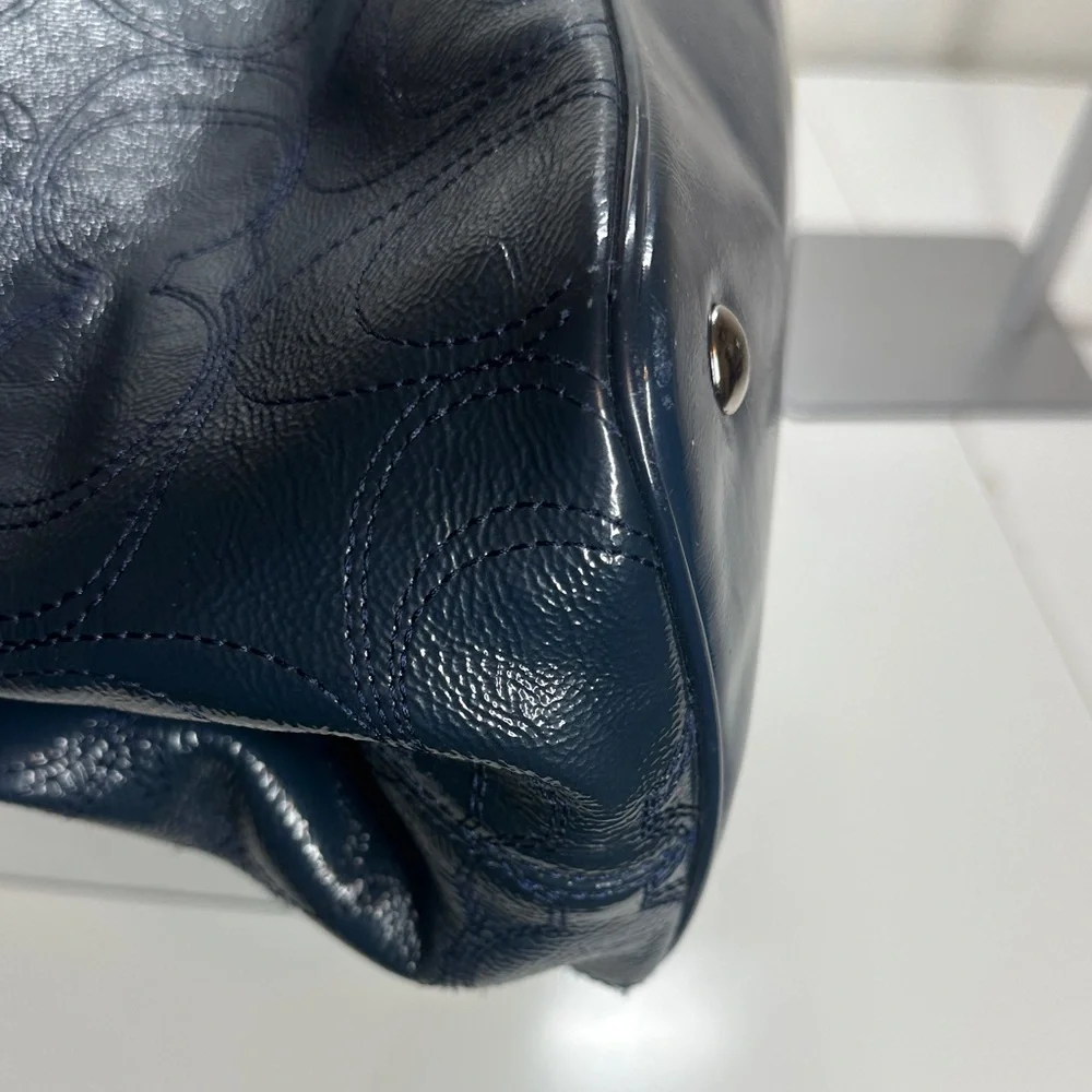 Coach Madison Navy Patent Leather Satchel Shoulder Bag
